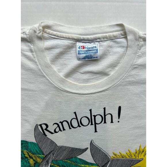 Vintage Obscure Randolph Heart of Vermont Whales Tails T Shirt Hanes Art Indie - Picture 9 of 13